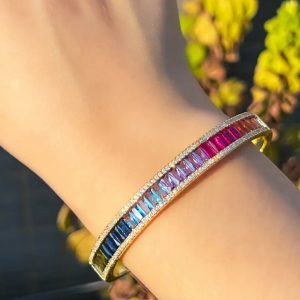 Rainbow Zircone Cuff Bracelet
