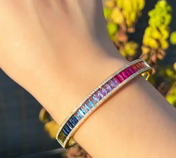 Rainbow Zircone Cuff Bracelet