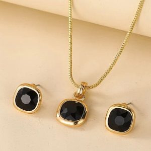 Square black locket set