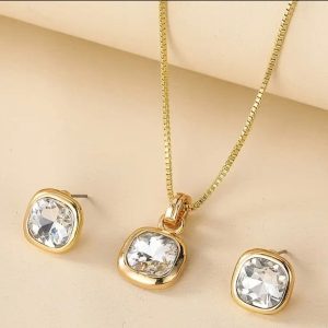 Square white locket set