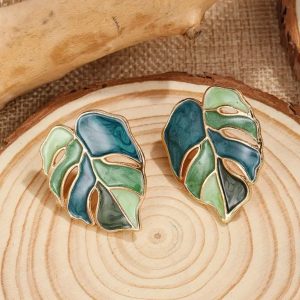 Green Leaf Earrings