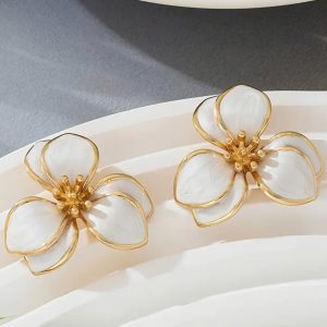 White Floral Studs