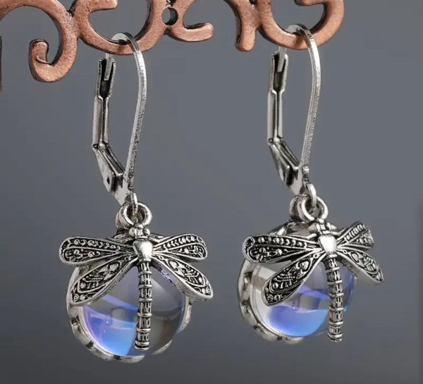 Dragonfly earrings (white )